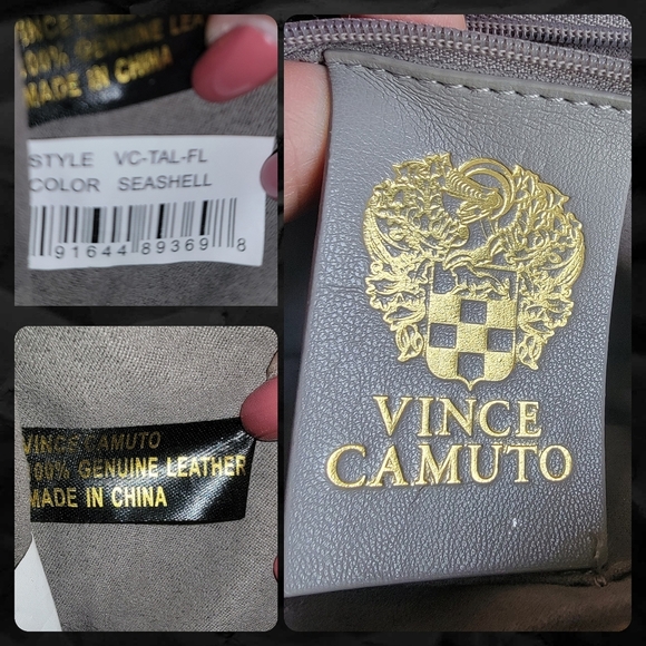 Vince Camuto Tal Croc Embossed Leather  Saddle Bag in Cream - Picture 15 of 16